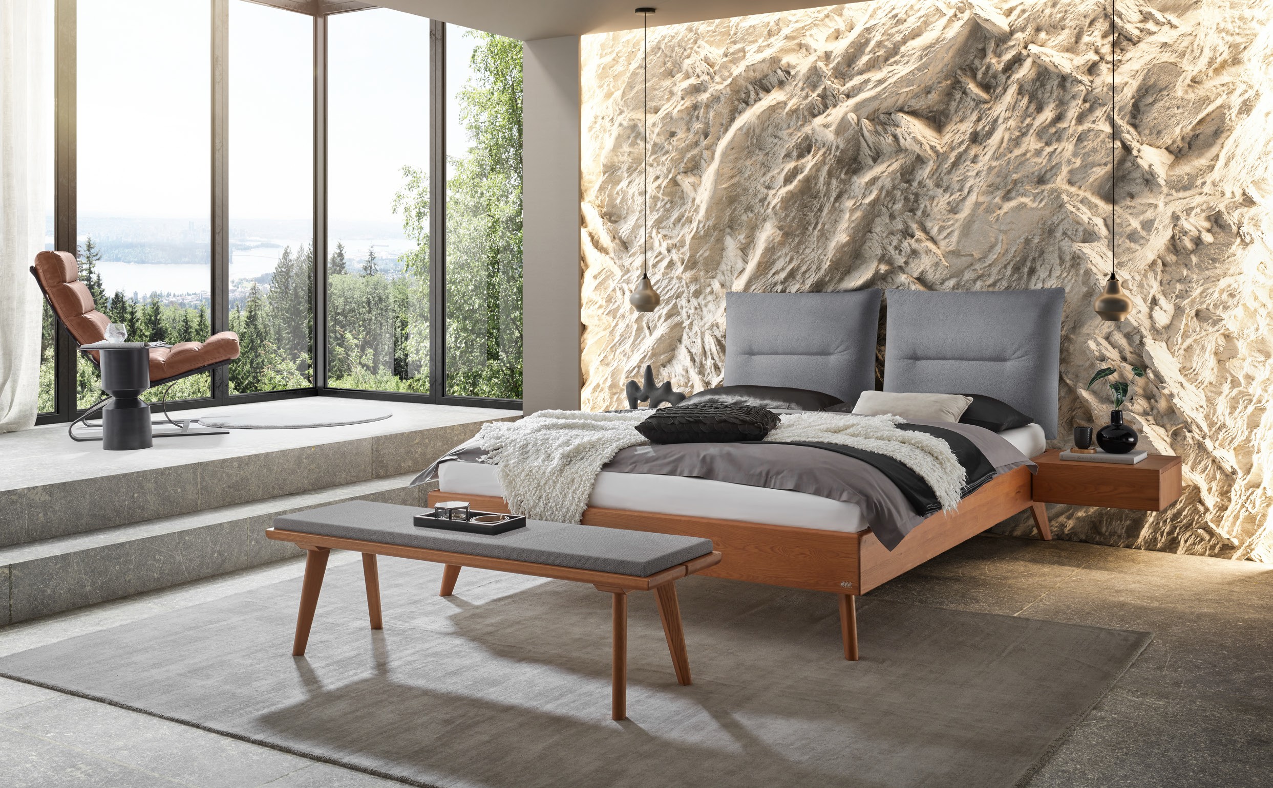 Hasena Premium Bett mit Massivholz und Polsterkopfteil