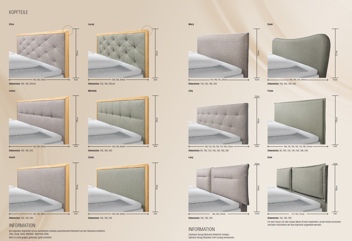 Hasena Boxspring Comfort Kopfteile und Stoffauswahl
