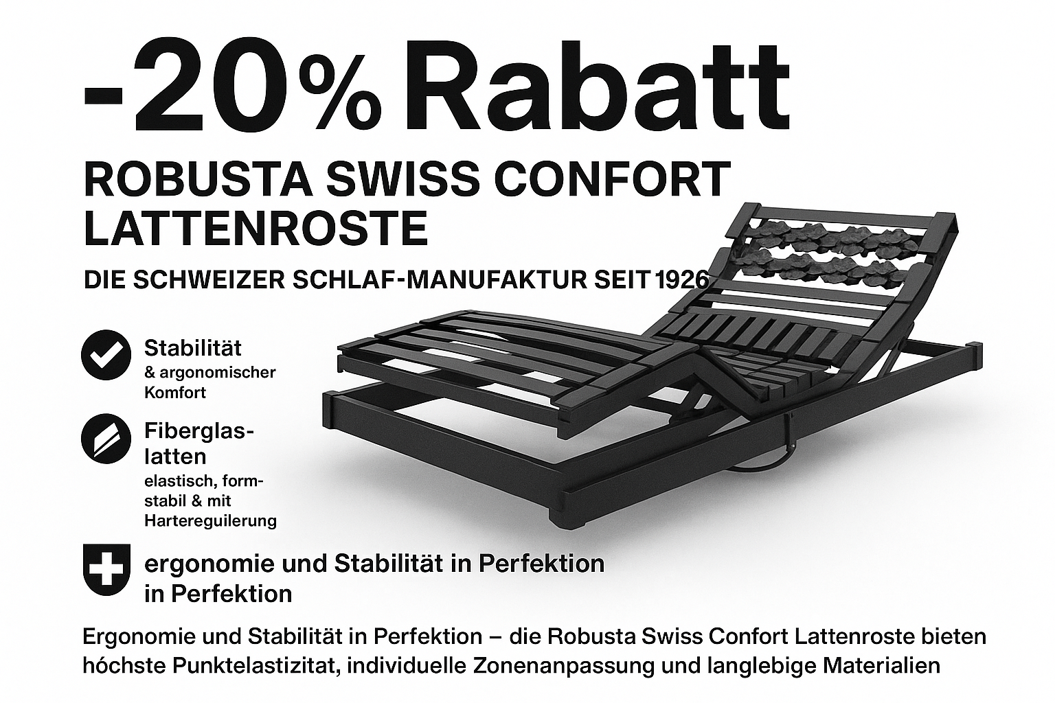 Robusta Swiss Confort Slatted Frame Fiber Flex Relax Lecture – manually adjustable slatted frame